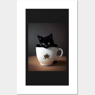 Adorable Black Cat Illustration- Modern Digital Art Posters and Art